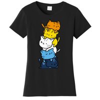 Kawaii Cat Pile Aroace Pride Flag Women's T-Shirt