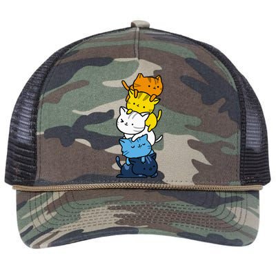 Kawaii Cat Pile Aroace Pride Flag Retro Rope Trucker Hat Cap