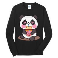 Kawaii Cute Panda Boba Tea Bubble Tea Anime Tall Long Sleeve T-Shirt