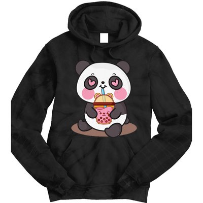 Kawaii Cute Panda Boba Tea Bubble Tea Anime Tie Dye Hoodie