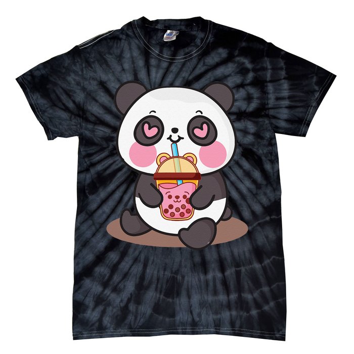 Kawaii Cute Panda Boba Tea Bubble Tea Anime Tie-Dye T-Shirt