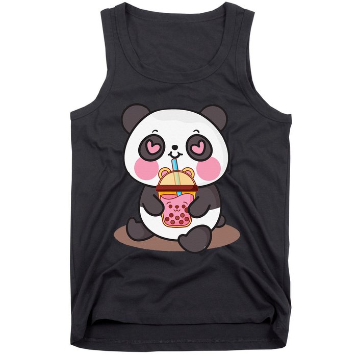 Kawaii Cute Panda Boba Tea Bubble Tea Anime Tank Top