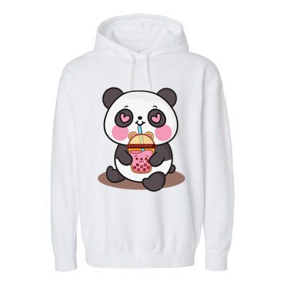 Kawaii Cute Panda Boba Tea Bubble Tea Anime Garment-Dyed Fleece Hoodie