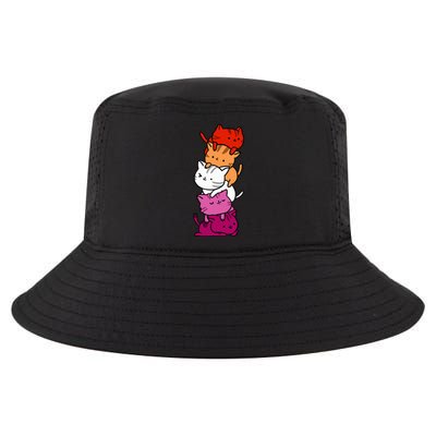 Kawaii Cat Pile Orange Pink Lesbian Pride Cool Comfort Performance Bucket Hat