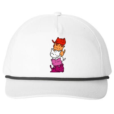 Kawaii Cat Pile Orange Pink Lesbian Pride Snapback Five-Panel Rope Hat