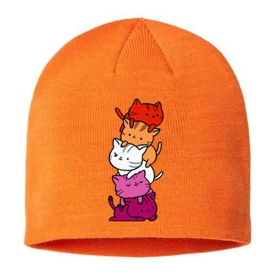 Kawaii Cat Pile Orange Pink Lesbian Pride Sustainable Beanie