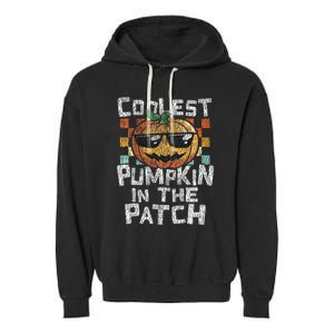 Kids Coolest Pumpkin In The Patch Halloween Girls Garment-Dyed Fleece Hoodie