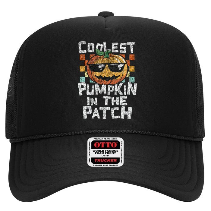 Kids Coolest Pumpkin In The Patch Halloween Girls High Crown Mesh Back Trucker Hat