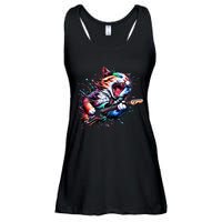 Kitty Cat Playing Guitar Rock Cat Heavy Metal Cat Music Cat Ladies Essential Flowy Tank