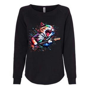 Kitty Cat Playing Guitar Rock Cat Heavy Metal Cat Music Cat Womens California Wash Sweatshirt