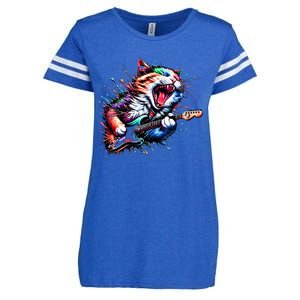 Kitty Cat Playing Guitar Rock Cat Heavy Metal Cat Music Cat Enza Ladies Jersey Football T-Shirt