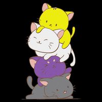Kawaii Cat Pile Lgbtq Non Binary Pride Flag Kittens Full-Length Apron With Pockets