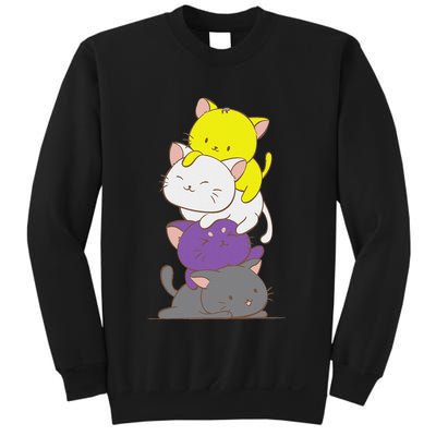 Kawaii Cat Pile Lgbtq Non Binary Pride Flag Kittens Sweatshirt