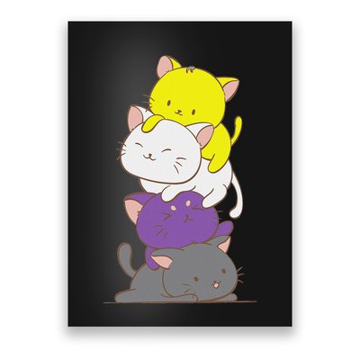 Kawaii Cat Pile Lgbtq Non Binary Pride Flag Kittens Poster