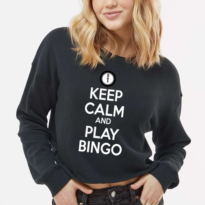 Keep Calm And Play Bingo Cropped Pullover Crew