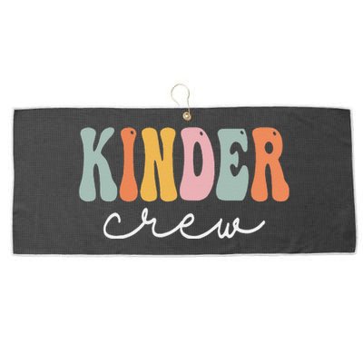 Kinder Crew Retro Groovy Vintage Happy First Day Of School Large Microfiber Waffle Golf Towel