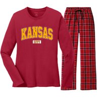 Kansas City Retro Vintage Women's Long Sleeve Flannel Pajama Set 