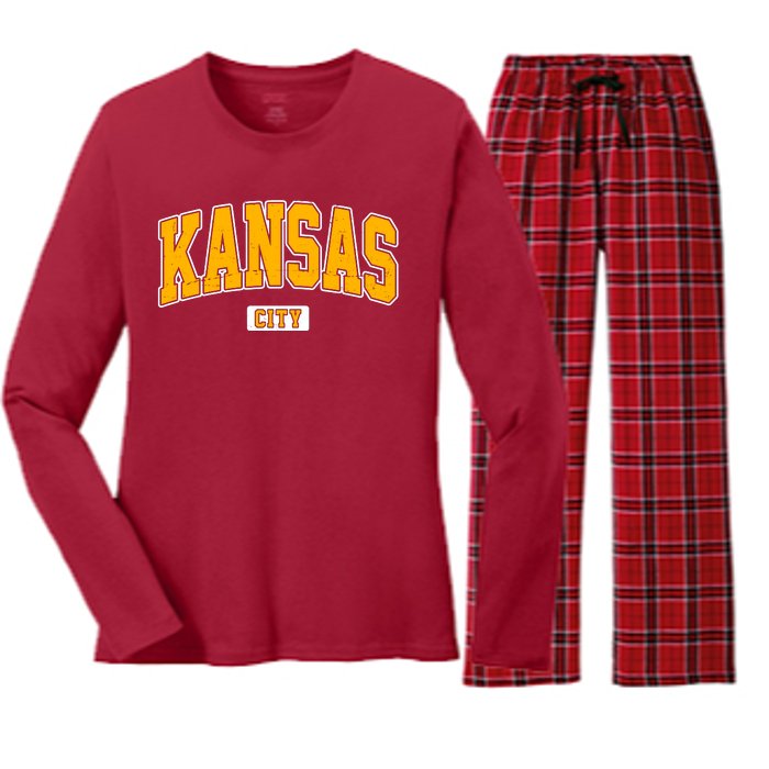 Kansas City Retro Vintage Women's Long Sleeve Flannel Pajama Set 