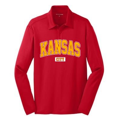 Kansas City Retro Vintage Silk Touch Performance Long Sleeve Polo