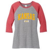 Kansas City Retro Vintage Women's Tri-Blend 3/4-Sleeve Raglan Shirt