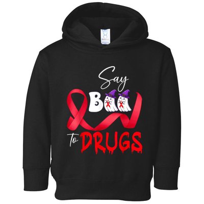 Kids Cute Red Ribbon Week Say Boo To Drugs Halloween Toddler Hoodie