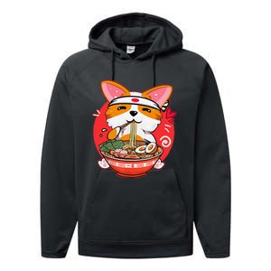 Kawaii Corgi Ra Cute Japanese Manga Anime for Dog Lovers Performance Fleece Hoodie