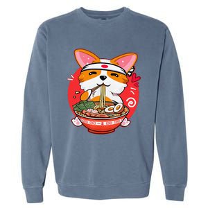 Kawaii Corgi Ra Cute Japanese Manga Anime for Dog Lovers Garment-Dyed Sweatshirt