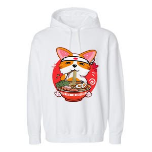 Kawaii Corgi Ra Cute Japanese Manga Anime for Dog Lovers Garment-Dyed Fleece Hoodie