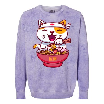 Kawaki Cat Ramen Anime Cartoon Colorblast Crewneck Sweatshirt