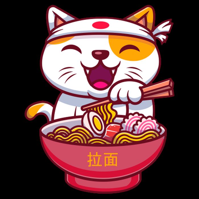 Kawaki Cat Ramen Anime Cartoon Flatbill Hat
