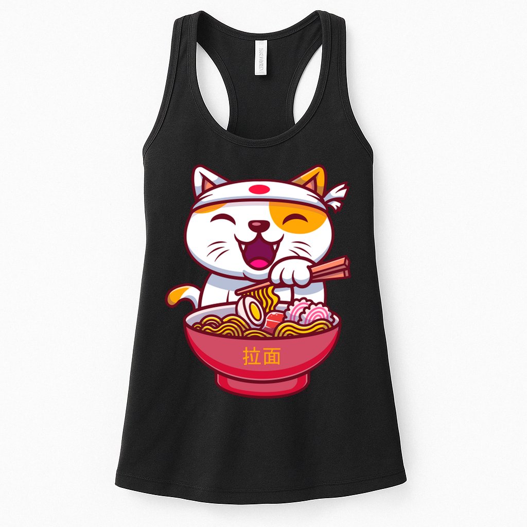 Kawaki Cat Ramen Anime Cartoon Womens Tank Top