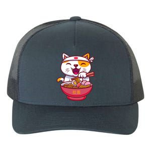 Kawaki Cat Ramen Anime Cartoon Yupoong Adult 5-Panel Trucker Hat