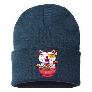 Kawaki Cat Ramen Anime Cartoon Sustainable Knit Beanie