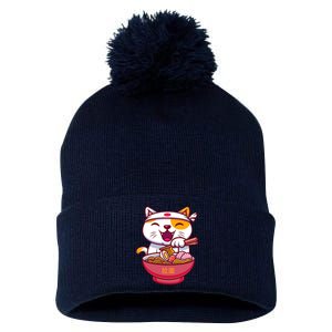 Kawaki Cat Ramen Anime Cartoon Pom Pom 12in Knit Beanie