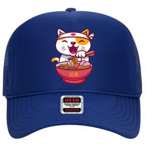 Kawaki Cat Ramen Anime Cartoon High Crown Mesh Back Trucker Hat