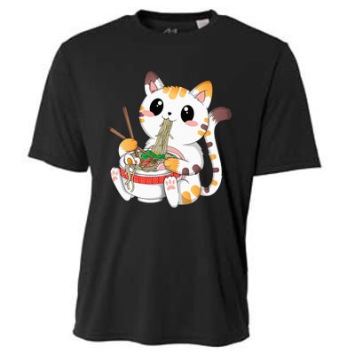 Kawaii Cat Ramen Noodles Anime Neko Japanese Manga Otaku Cooling Performance Crew T-Shirt