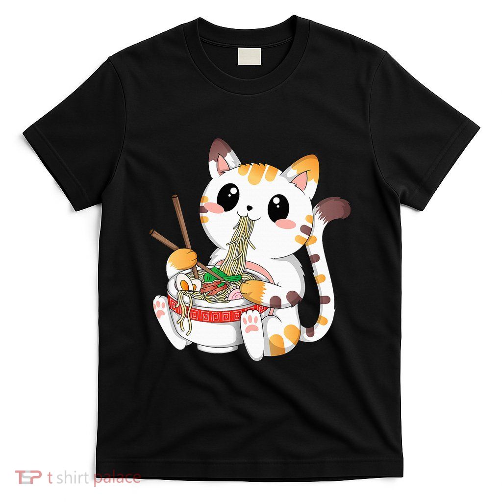 Kawaii Cat Ramen Noodles Anime Neko Japanese Manga Otaku T-Shirt