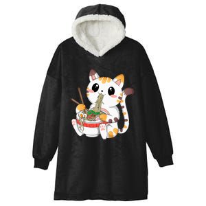 Kawaii Cat Ramen Noodles Anime Neko Japanese Manga Otaku Hooded Wearable Blanket