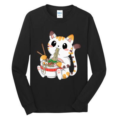 Kawaii Cat Ramen Noodles Anime Neko Japanese Manga Otaku Tall Long Sleeve T-Shirt