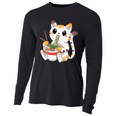 Kawaii Cat Ramen Noodles Anime Neko Japanese Manga Otaku Cooling Performance Long Sleeve Crew