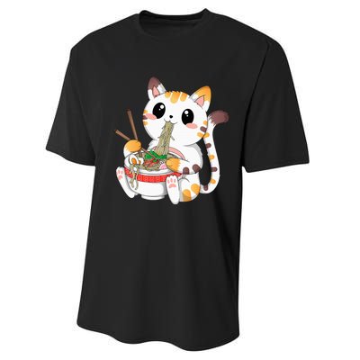 Kawaii Cat Ramen Noodles Anime Neko Japanese Manga Otaku Performance Sprint T-Shirt