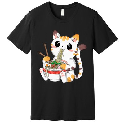 Kawaii Cat Ramen Noodles Anime Neko Japanese Manga Otaku Premium T-Shirt