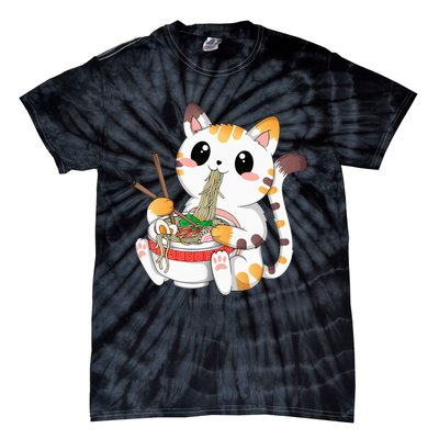 Kawaii Cat Ramen Noodles Anime Neko Japanese Manga Otaku Tie-Dye T-Shirt