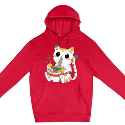 Kawaii Cat Ramen Noodles Anime Neko Japanese Manga Otaku Premium Pullover Hoodie