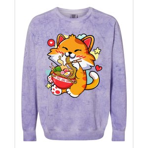 Kawaii Cat Ra Anime Japanese Food Girls Teenager Colorblast Crewneck Sweatshirt