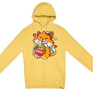 Kawaii Cat Ra Anime Japanese Food Girls Teenager Premium Pullover Hoodie