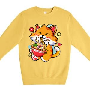 Kawaii Cat Ra Anime Japanese Food Girls Teenager Premium Crewneck Sweatshirt