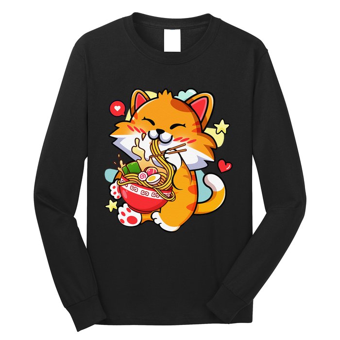 Kawaii Cat Ra Anime Japanese Food Girls Teenager Long Sleeve Shirt