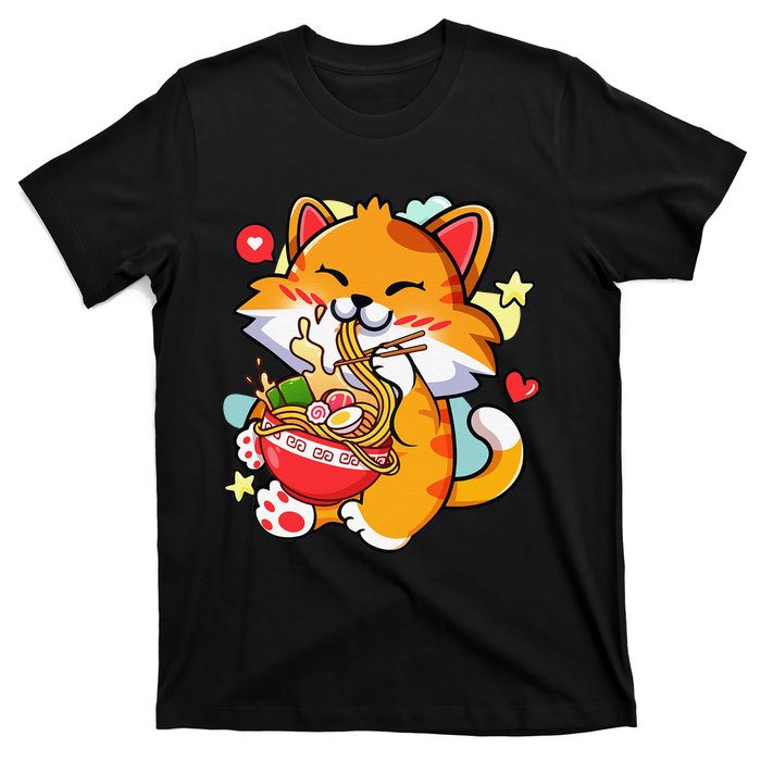 Kawaii Cat Ra Anime Japanese Food Girls Teenager T-Shirt