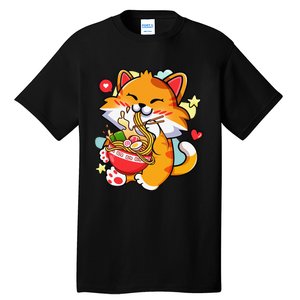 Kawaii Cat Ra Anime Japanese Food Girls Teenager Tall T-Shirt